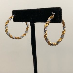 Gold and Sterling Silver Braided Hoop Earrings